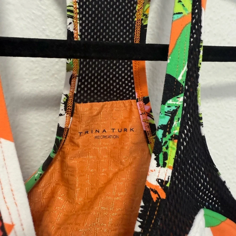 Trina Turk Orange and Black Mesh Sports Bra Size X small - Picture 3 of 5